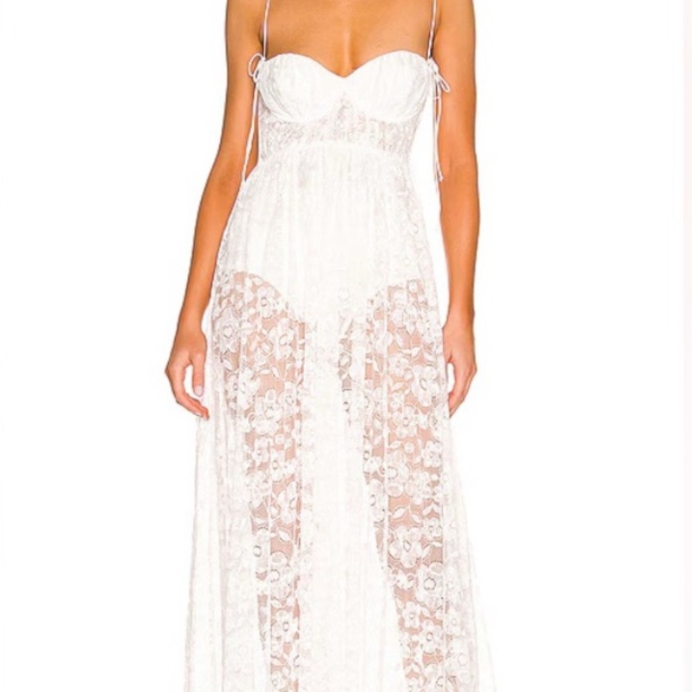 For Love and Lemons White Lace Maxi Dress